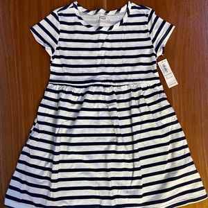 Old Navy 4T Navy Blue and White Striped Dress
